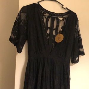 Black lace/shear romper dress